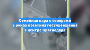 Семейная пара с топорами в руках посетила госучреждение в центре Краснодара