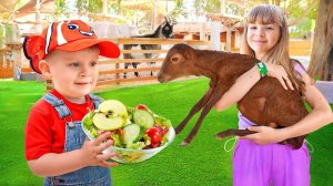 Приключения в Зоопарке! Диана Рома и Оливер кормят животных