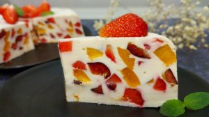 Творожный десерт с ягодами и фруктами без выпечки