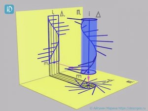 7.19б. Конволютный геликоид, заданный каркасом образующих