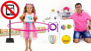 Диана и папа учатся веселиться и играть в разные игры дома