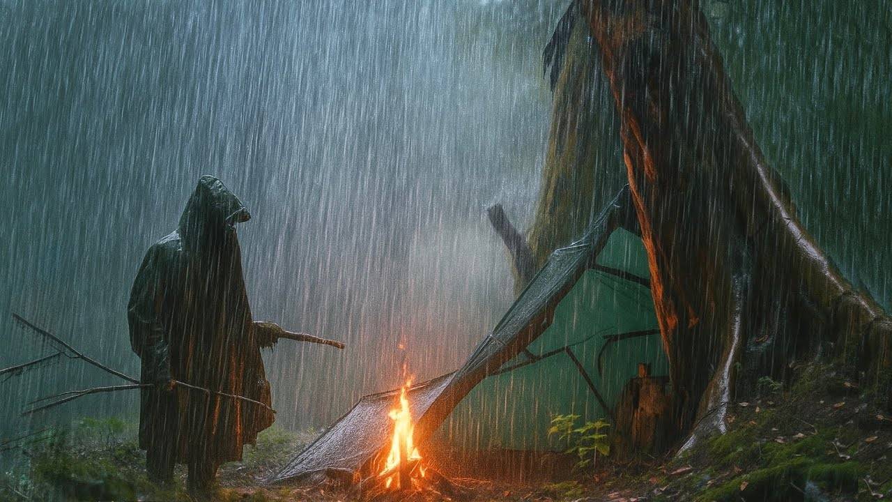 Темный и интенсивный ливень ASMR | Непревзойденный опыт кемпинга под дождем смотреть онлайн