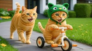 Мама-кошка подстригает шерсть на ферме и делает тигриную шапочку для котят дома 🐾🎩🐯