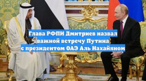 Глава РФПИ Дмитриев назвал важной встречу Путина с президентом ОАЭ Аль Нахайяном