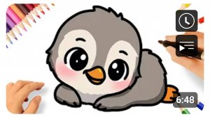 КАК ЛЕГКО НАРИСОВАТЬ МАЛЕНЬКОГО ПИНГВИНА В СТИЛЕ КАВАЙИ 🐧💓
