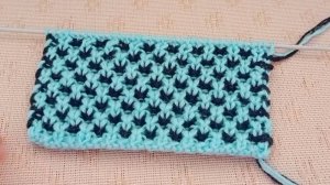 Ленивый жаккард _Капельки_ спицами поворотными и круговыми рядами.