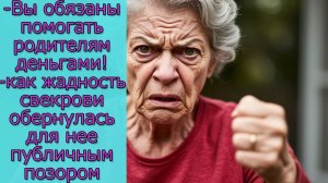 -Вы обязаны помогать родителям деньгами!— как жадность свекрови обернулась для нее публичным позором