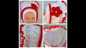 Шапка чепчик с рюшей и зубчиками - 2 и 3 части