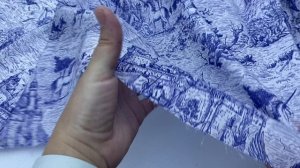 Поплин белого цвета с принтом в стиле Де Жуи  14337