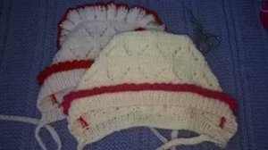 Шапка чепчик с рюшей и зубчиками - 1 часть