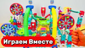 АСМР ГОРКИ С ШАРИКАМИ ДЛЯ ДЕТЕЙ 🔴🟢🟠 СТРОИМ БОЛЬШИЕ ГОРКИ И ЗАПУСКАЕМ ШАРИКИ ! ВИДЕО ДЛЯ ДЕТЕЙ