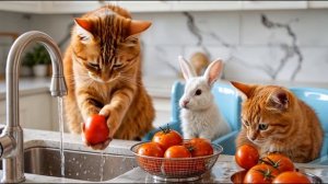 Мама-кошка готовит суши, чтобы исполнить мечту котёнка о водном парке 🍙🐾💦 Трогательная история