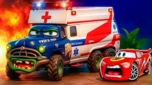 🔥⭐МАШИНКИ СКОРАЯ ПОМОЩЬ И ПОЛИЦЕЙСКИЕ СПЕШАТ НА ПОМОЩЬ МОЛНИИ МАКВИНУ🔥⭐ МУЛЬТФИЛЬМЫ