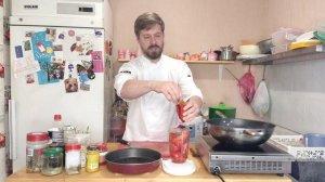 Фасоль в соусе из печеного болгарского перца