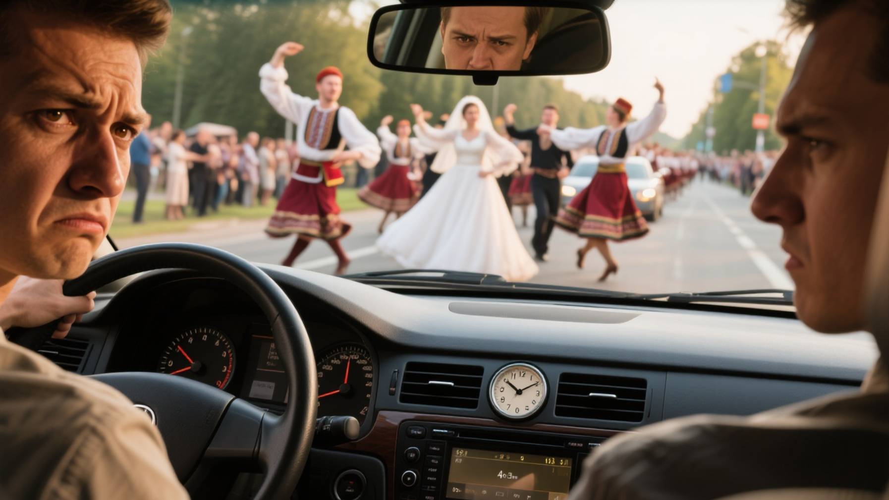 Чтобы устроить танец лезгинки в Самаре, свадебный кортеж остановил движение на дороге смотреть онлайн