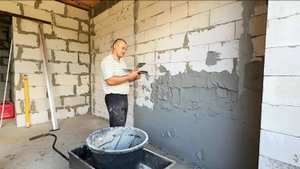 Начинаем штукатурить стены. Перестраиваем старый деревенский дом своими руками. Жизнь в деревне.