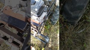 установка роторной косилки , зоря на тяжёлый , гибридный, мотоблок.