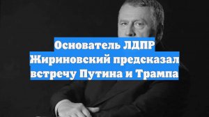 Основатель ЛДПР Жириновский предсказал встречу Путина и Трампа