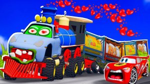 🤖🤪МОЛНИЯ МАКВИН И ЕГО ДРУЗЬЯ В ПРИКЛЮЧЕНИЯХ С ПАРАВОЗИКОМ 🤖🤪