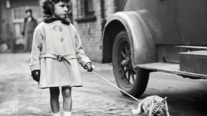 Девочка гуляет с котенком 🐈 (нейросеть runway  🌃)