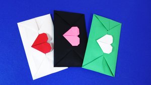 Оригами конверт с сердцем - Идея для записки или письма за несколько минут