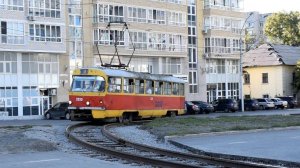 Трамвай Tatra T3SU-3255. Разворот на кольце.