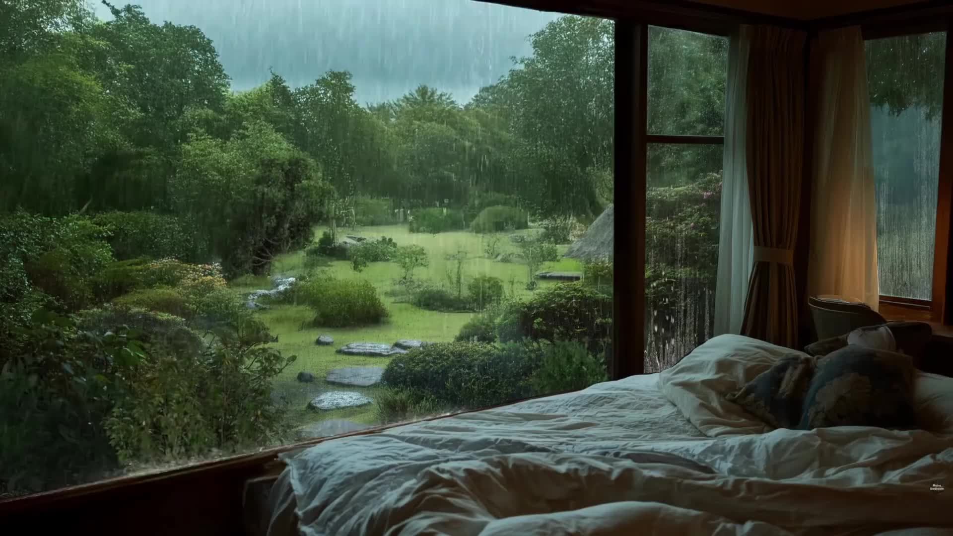 Успокаивающие Звуки Дождя в Саду для Сна и Релакса | Фоновый Дождь смотреть онлайн