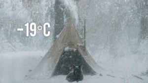 Зимний кемпинг при температуре -19°C | Горячая палатка в глубоком снегу, без спального мешка, Экстре