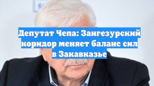Депутат Чепа: Зангезурский коридор меняет баланс сил в Закавказье