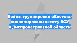 Бойцы группировки «Восток» ликвидировали пехоту ВСУ в Днепропетровской области