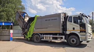Работа мусоровоза Infore Enviro 16 м³ на шасси FAW 4×2 (задняя загрузка)