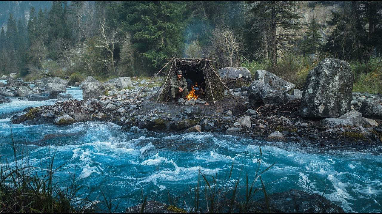 Лови и готовь в моем убежище для выживания | Приготовление пищи на горячих камнях смотреть онлайн