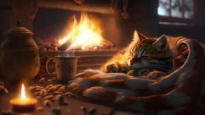 Звуки камина Мурчание кошки / Звуки природы