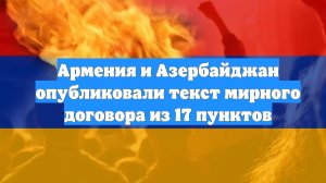 Армения и Азербайджан опубликовали текст мирного договора из 17 пунктов