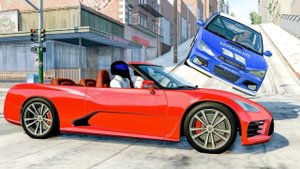 BeamNG драгстеры пробивают засады Грузовик пролетает через тачки Авто игры для мальчиков Ситуации