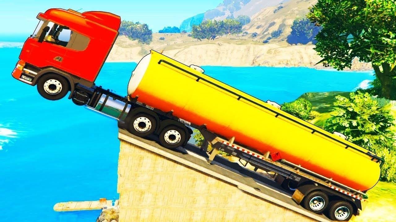 Цветные Грузовики Трактор Полицейская и Пожарная Машина Мультик про Машинки и Песенки для детей