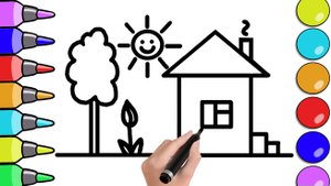 Как Нарисовать ДОМИК с ДЕРЕВОМ Простой урок ДЛЯ НАЧИНАЮЩИХ