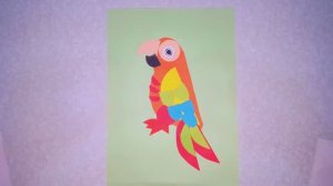 Попугай! Аппликация из цветной бумаги! Вариант открытки на праздник! Поделки своими руками!