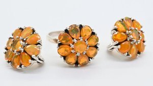 Кольцо и Серьги С925 с опалом, размер 19, 10,8г Арт: с211053-19