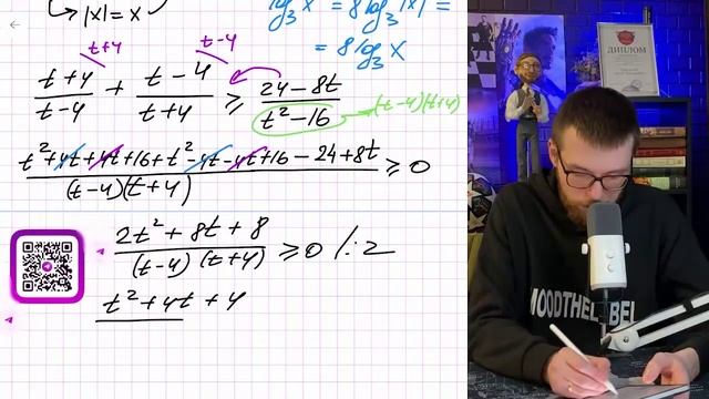 Решите неравенство log_3(81x)/(log_3(x)-4)+log_3(x-4)/log_3(81x)≥(24-log_3(x^8))/(log^2_3(x)-16 - № смотреть онлайн
