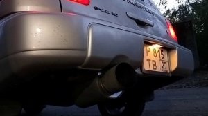 Subaru Forester SF5 EJ20J (atmo engine) HKS mufler. unequal length collector..mp4