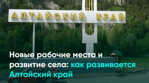 Новые рабочие места и развитие села: как развивается Алтайский край
