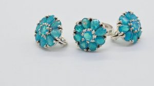 Кольцо и Серьги С925 с опалом, размер 18, 10,6г Арт: с211052-18