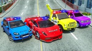 Гигантский Грузовик Проезжает Через Гигантский Ров С Машинами, мчащимися по песку-детские мультфильм