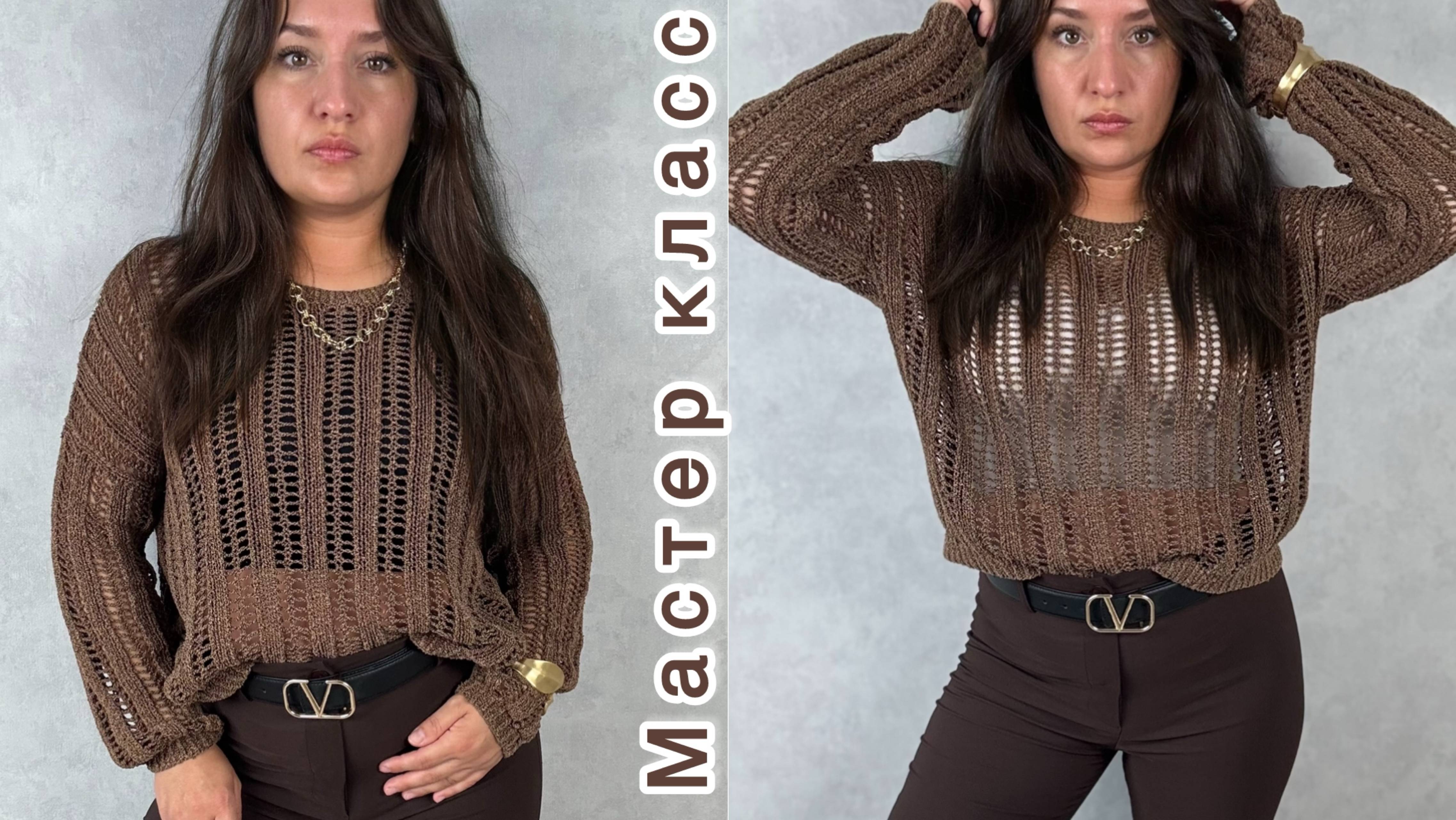 Легкий джемпер спицами по мотивам Брунелло Кучинелли смотреть онлайн