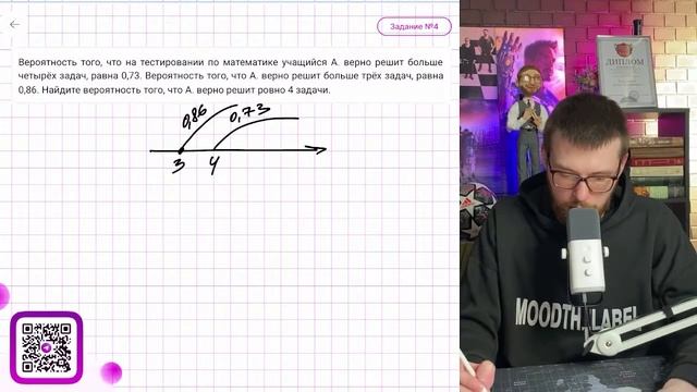 Вероятность того, что на тестировании по математике учащийся А. верно решит больше четырёх задач - № смотреть онлайн