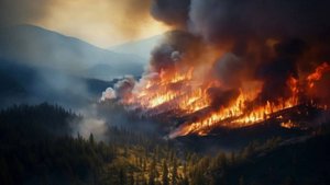 Лесные пожары сжигают город Дельвина в Албании. Военнослужащих привлекли к борьбе с огнем