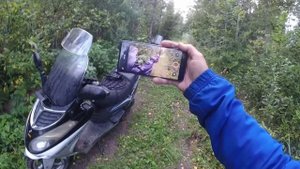 Экстрим на Скутерах..Переправа через разбитый мост над рекой.