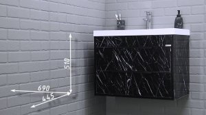 Тумба подвесная под умывальник "Bazis 70" Forta B2 Черный Домино