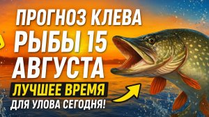 Прогноз клева рыбы на 15 августа 2025 | Лучшее время для улова сегодня!